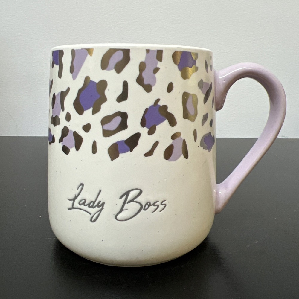Sheffield Home Coffee Mug "Lady Boss"‎ animal print purple 18oz